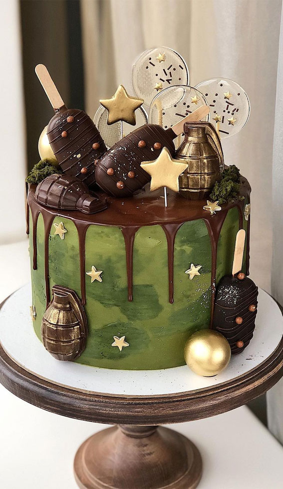 25 Cute Birthday Cake Ideas : Army Green Cake
