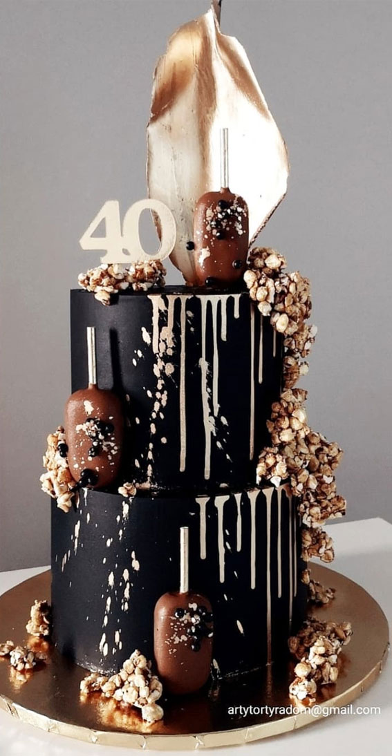 25 Cute Birthday Cake Ideas : Black Birthday Cake for 40th Birthday