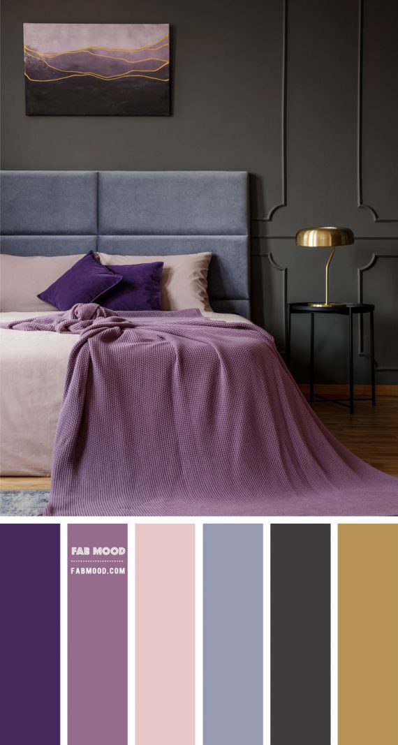 Cool Tone Colour Palette for Bedroom | Grey and Purple Bedroom