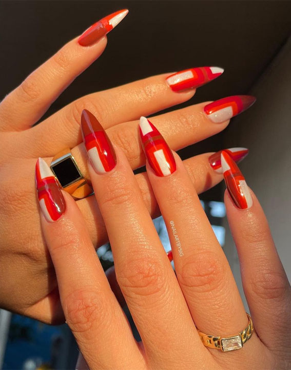 30 Cute Fall 2021 Nail Trends to Inspire You : Transparent Red Fierce Nails
