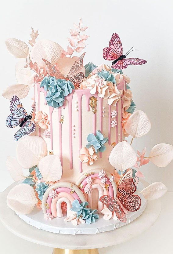 pink birthday cake, butterfly birthday cake, birthday cake ideas