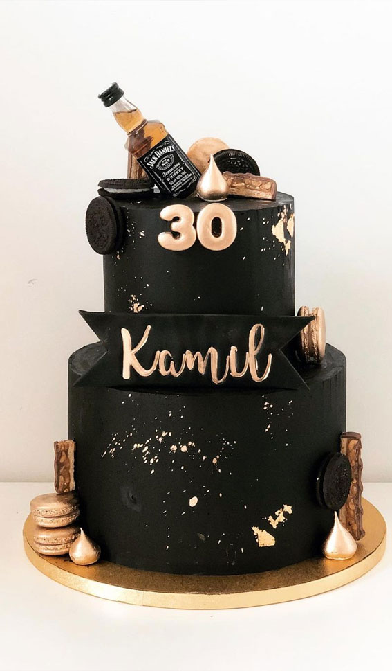 black birthday cake, 30th birthday cake, birthday cake for women, birthday cake for 30th
