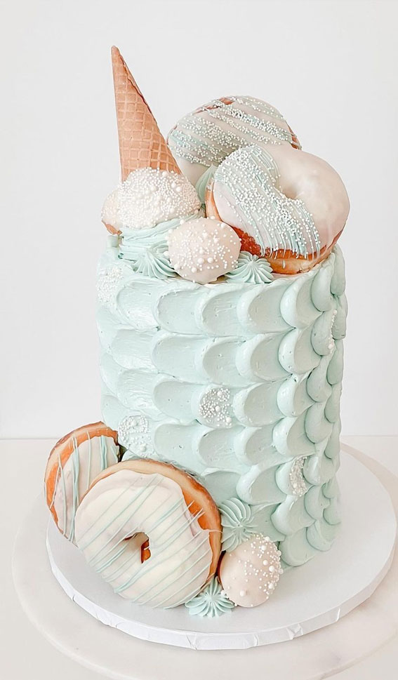 scallop birthday cake, baby blue birthday cake, birthday cake ideas