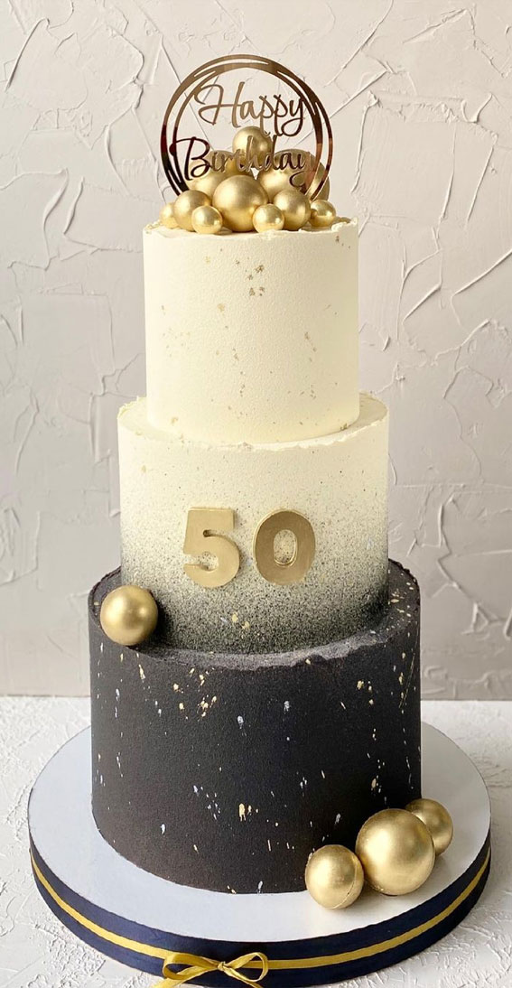 ombre grey birthday cake, 50th birthday cake, birthday cake for 50th birthday