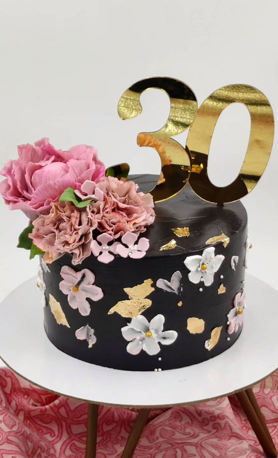 black birthday cake, 30th birthday cake, birthday cake ideas 2021