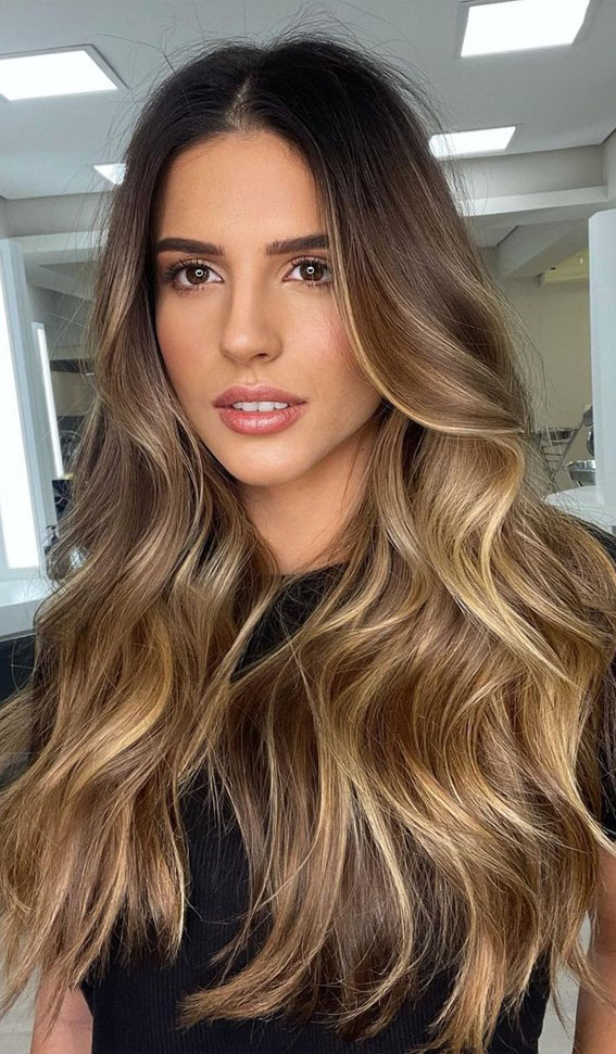 40 Pretty Hair Styles with Highlights and Lowlights : Cream capuccino long  hair