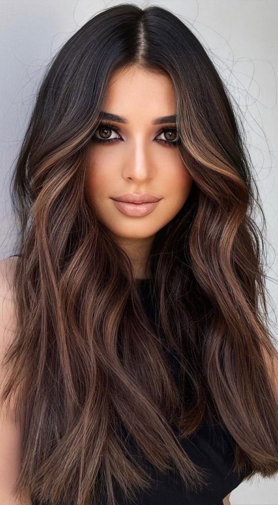 40 Pretty Hair Styles with Highlights and Lowlights : Midnight Brown ...