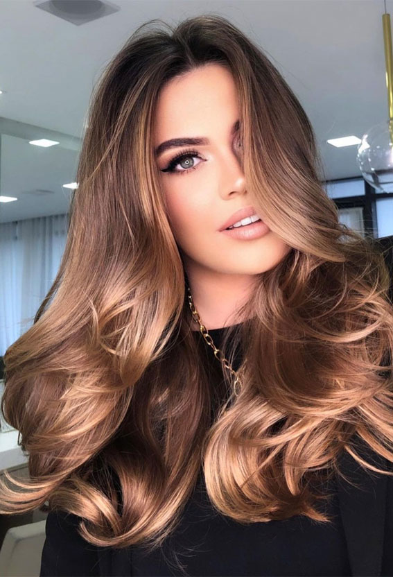 40 Pretty Hair Styles with Highlights and Lowlights : Dark Chocolate Hair  with Copper Shimmer