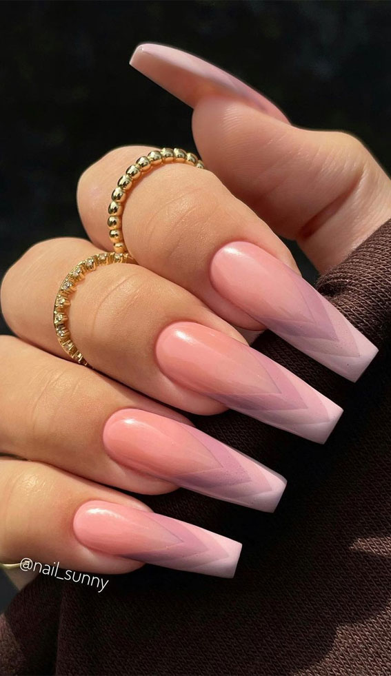 pink shevron french tip nails , pink french tip coffin nails, acrylic coffin nails, autumn nails 2021