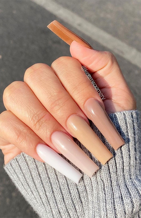 45 Best Fall Nail Ideas 2021 : Nude Ombre Nails