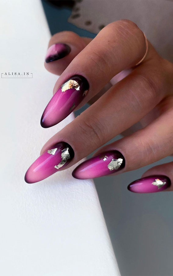 fall nails 2021, fall nail designs 2021, ombre berry pink nails