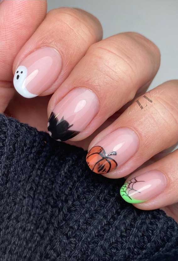 halloween tip nails, halloween nail art, halloween nail designs 2021