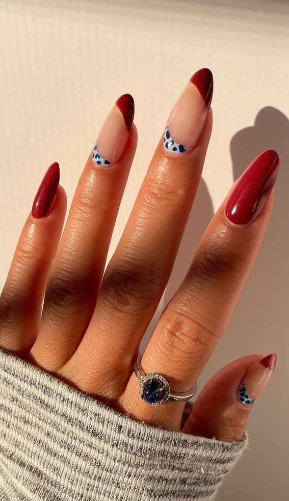 32 Prettiest Autumn Nail Art Designs : Red Side French Tip Nails