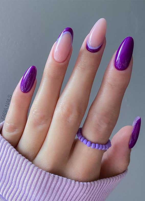 32 Prettiest Autumn Nail Art Designs : Purple Autumn Nails
