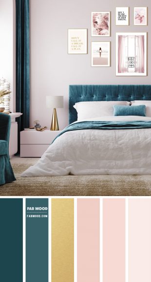 Blush Pink and Teal Colour Scheme - 14 Bedroom Colour Palettes