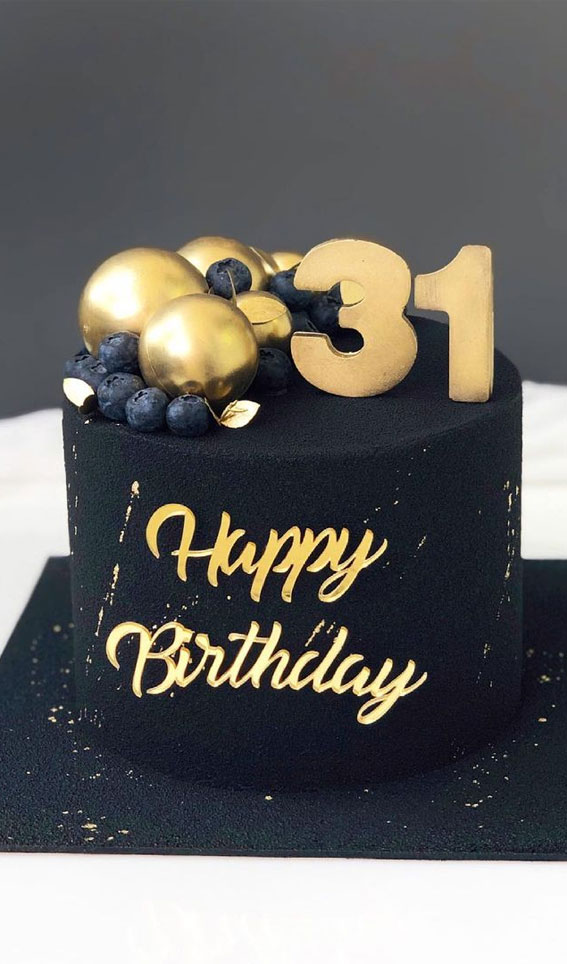 39 Cake design Ideas 2021 : Black Cake for 31st Birthday