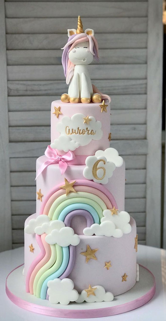6 years old birthday cake, birthday cake for 6th birthday , unicorn birthday cake, unicorn and rainbow birthday cake 