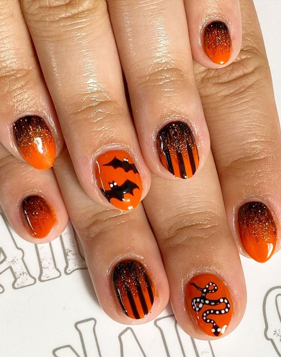 orange halloween nails , halloween nails, halloween nails, halloween nail art, halloween nails 2021