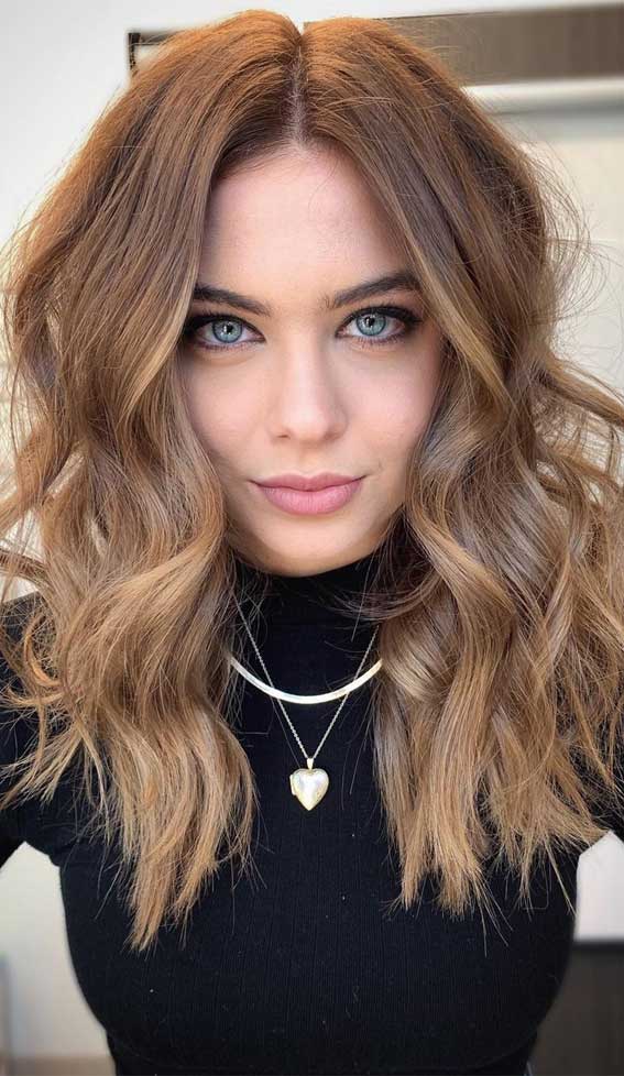 50 Trendy Hair Colors To Wear in Winter : Medium Bronze Blonde Sunkissed  Balayage