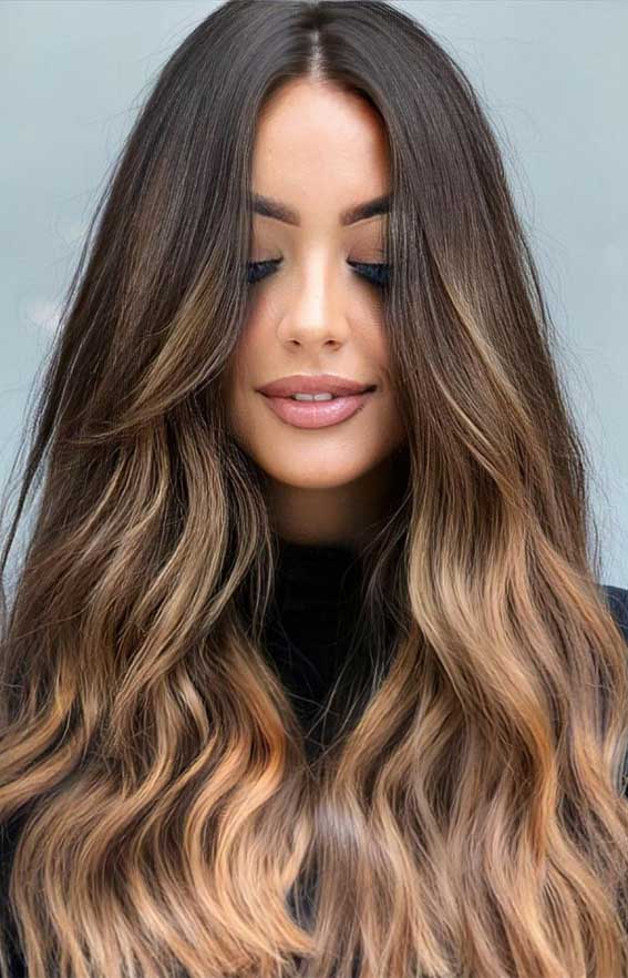 50 Trendy Hair Colors To Wear in Winter : Dark Hair Ombre Blonde Balayage  Hair