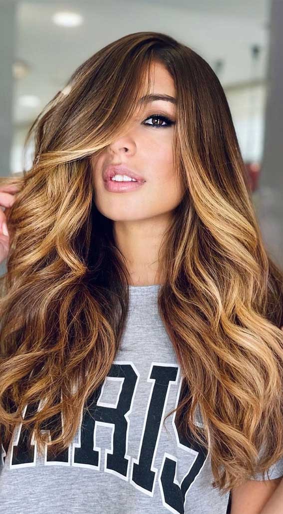 50 Trendy Hair Colors To Wear in Winter : Golden Sand French Balayage