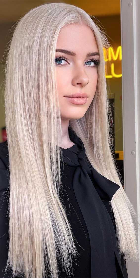 50 Trendy Hair Colors To Wear in Winter : Light Vanilla & Platinum Blonde  Hair