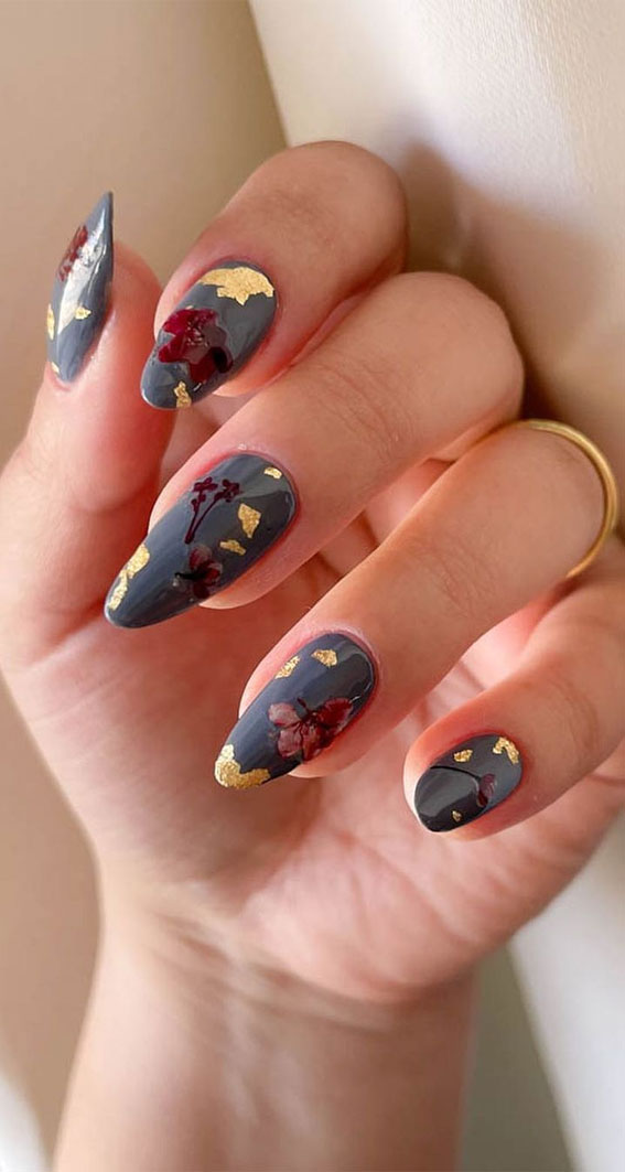 blue grey nails, flower fall nails, sweater nails, winter nails design, winter nails colours, winter nails coffin, nail trends winter 2021, winter nails 2021, winter nails 2021 coffin, winter nails acrylic