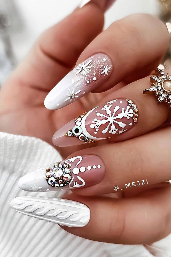 30 Christmas Nail Designs for 2021 : Snowflake & Sweater Nails