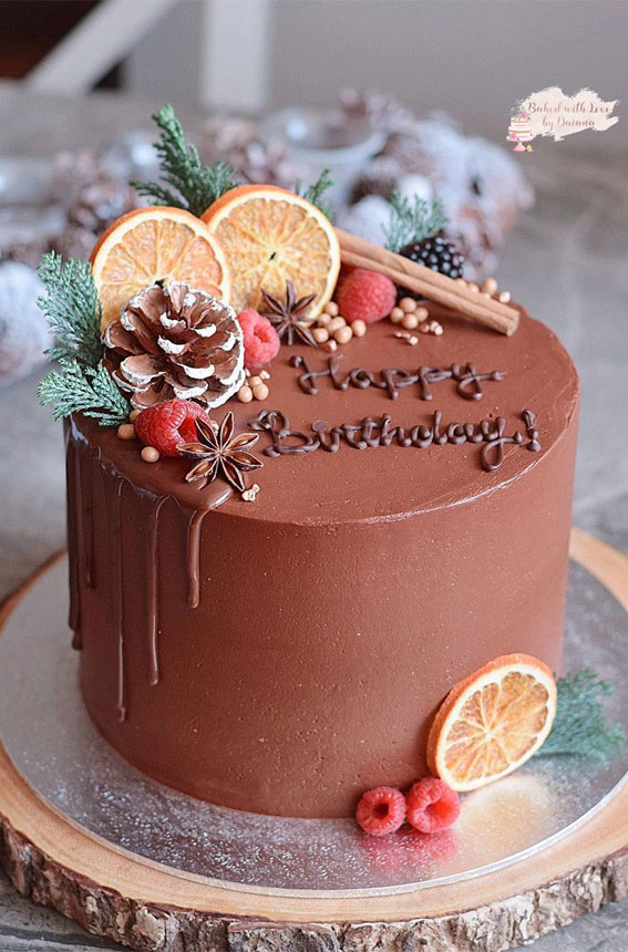 chocolate cake, profiterole cake, rustic winter cake , chocolate winter cake, holiday cakes 2021