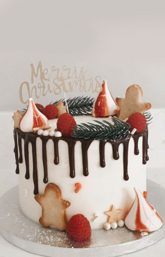 20 Pretty Festive Cakes For Birthday & Holidays : Christmas Cake with Two-Toned Meringues