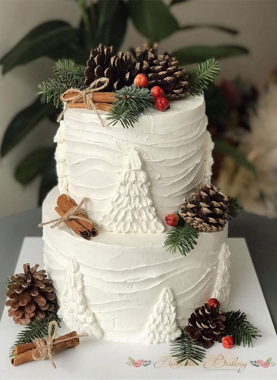 rustic winter cake, winter cakes, holiday cakes, holiday cakes 2021, chocolate winter cake