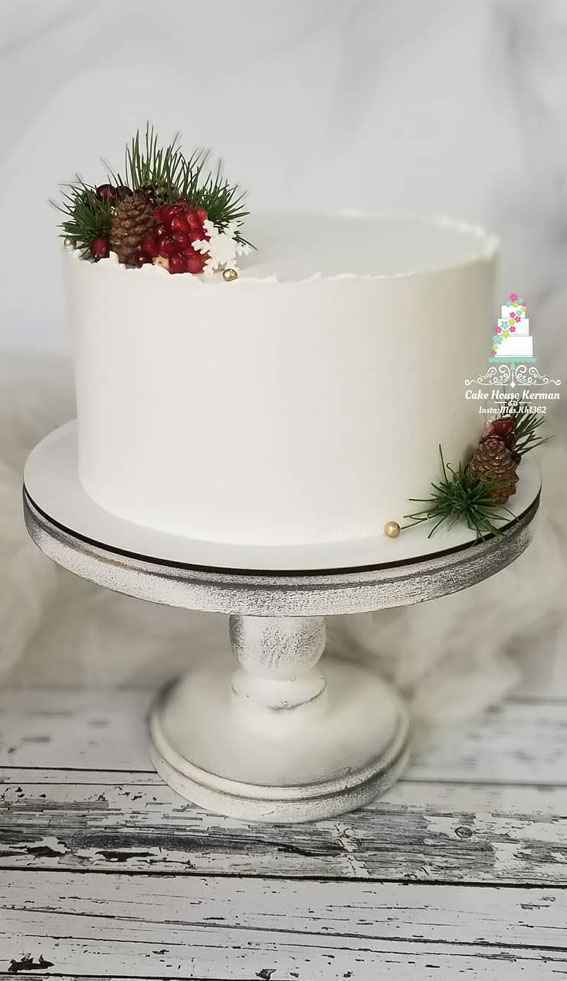 25 Winter Cakes For Your Holiday Festive : White Simple Winter Wonderland Cake