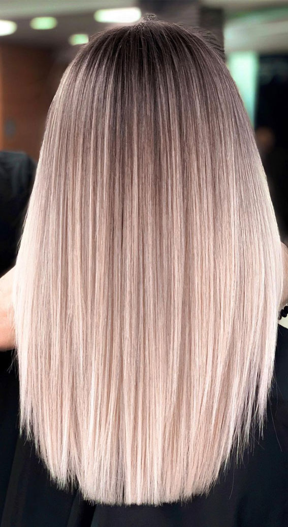 The 45 Prettiest Hair Colours For Winter : Ombre Platinum Medium Length