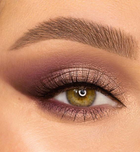29 Winter Makeup Trends Freshen Up Your Look This Winter : Berry Rose Gold Eye Makeup & Wicked gel liner