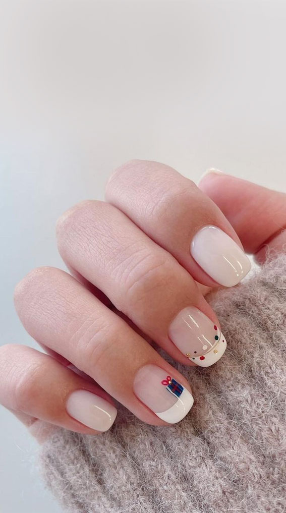27 Best Holiday Nail Art Designs : Christmas French Tip Nails