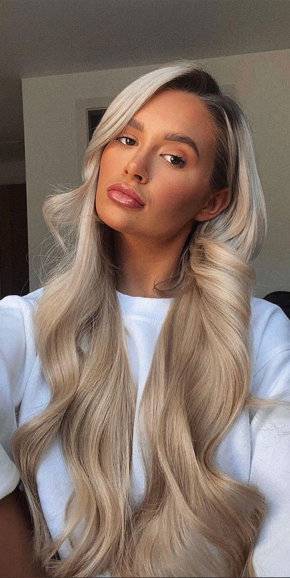 33 Cute Blonde Hair Color Trends 2022 : Shade Iced Blonde Long Hair