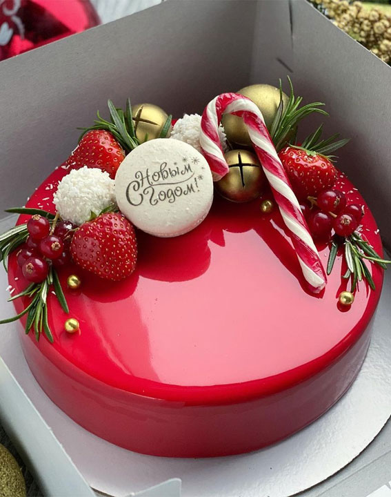happy new year cake, red jelly festive cake, christmas cakes, red and white christmas cake designs, christmas cakes 2021