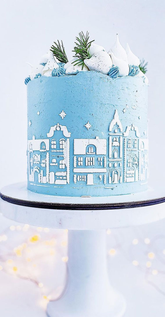 22 Scrumptious Festive Cakes for Celebrating the Holidays : Blue Winter Cake
