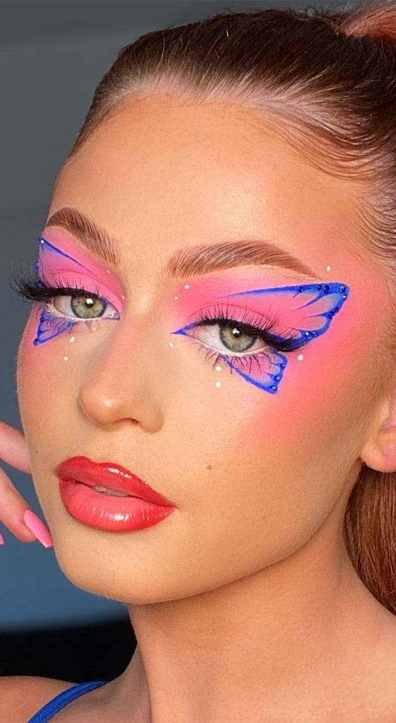 crystal eye make up, crystal eye embellishment, makeup trends 2022, runway makeup trends 2022, spring 2022 makeup trends, runway makeup artist, beauty trends 2022, spring makeup looks 2022, makeup trends 2022 spring, eyeshadow makeup trends 2022