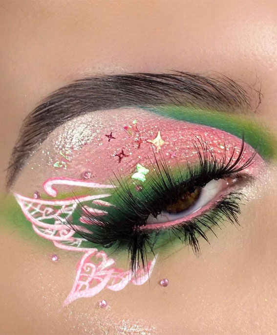 30+ Best Bright Eyeshadow Looks : Butterfly and Stars