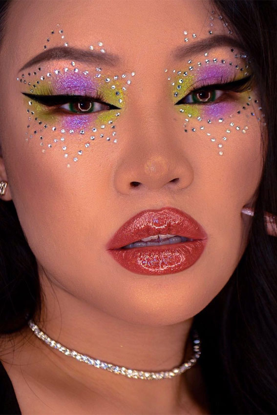 30+ Best Bright Eyeshadow Looks : Shimmery Pink & Yellow
