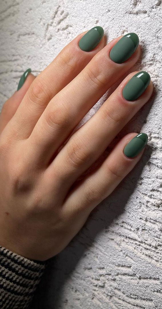 40+ Trendy Ways To Wear Green Nail Designs : Green on Green Short Nails