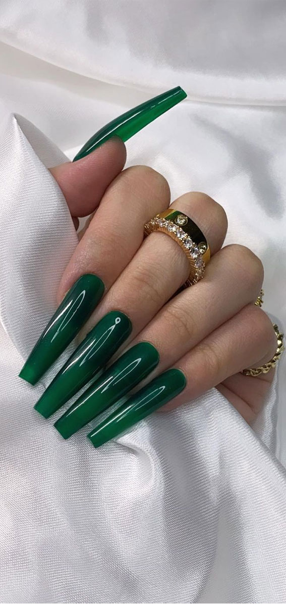 40+ Trendy Ways To Wear Green Nail Designs : Jelly Aurora Green Nails
