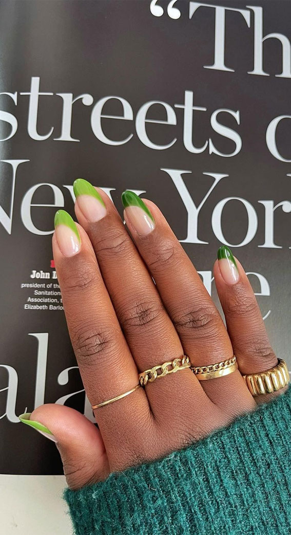 gradient green french nails, forest green french tips, sage green french tips, dark green french tips, green french tip coffin nails, green french tip acrylic nails, lime green french tip nails, neon green french tips, emerald green french tips
