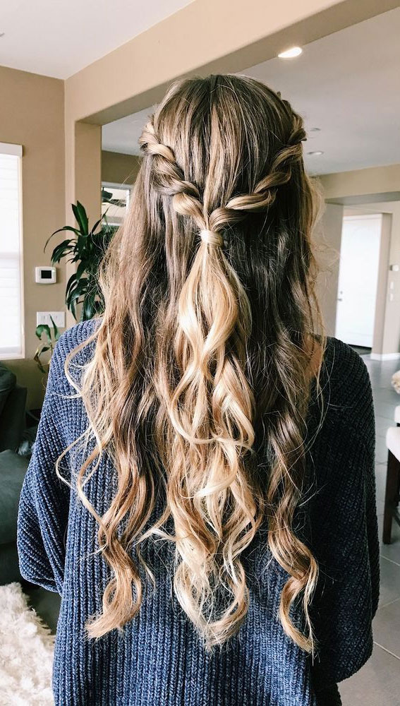 35 Cute and Cool Hairstyles for Teenage Girl : Easy Twist Half Up Hairstyle