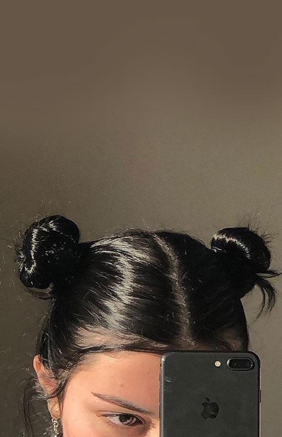 35 Cute and Cool Hairstyles for Teenage Girl : Two Little Space Buns
