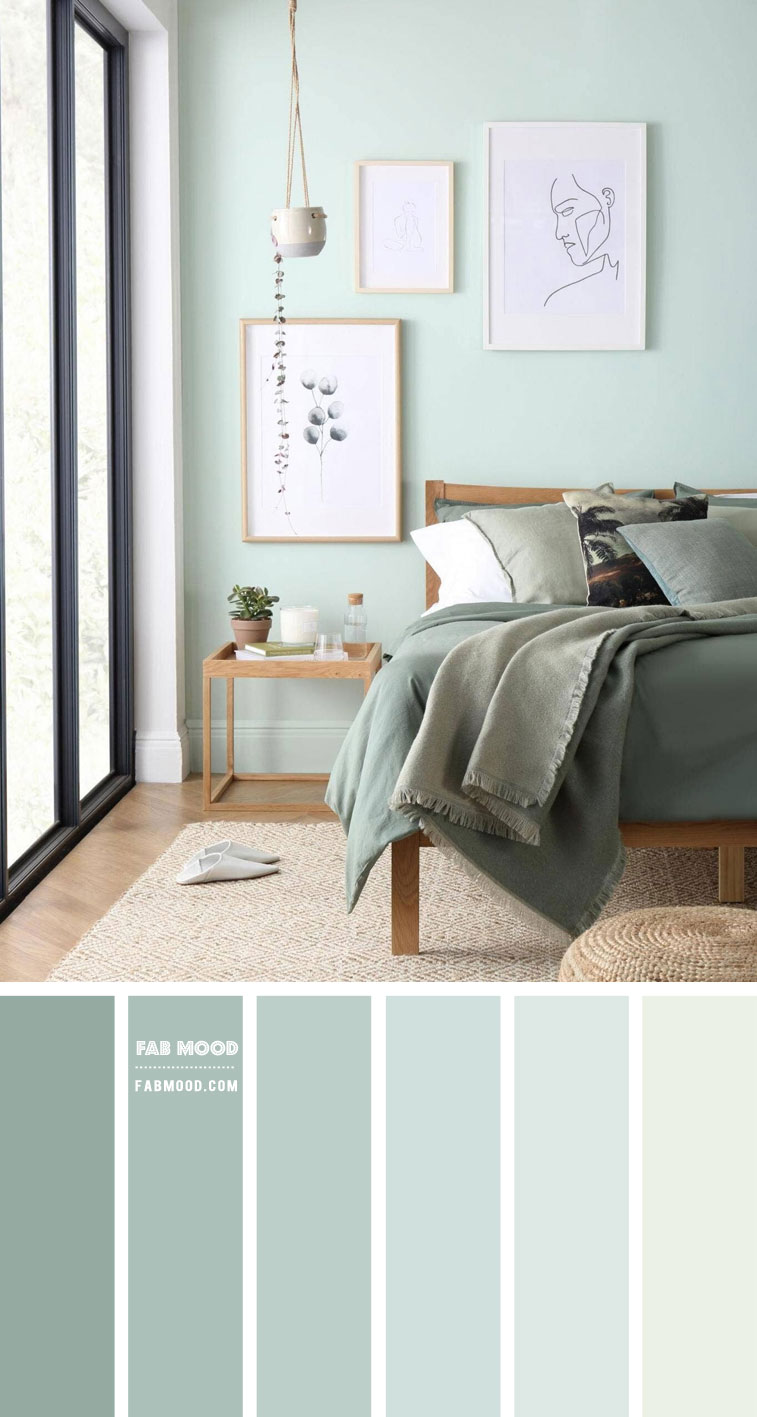 mint and sage green bedroom, mint bedroom, green bedroom, soft green bedroom color scheme