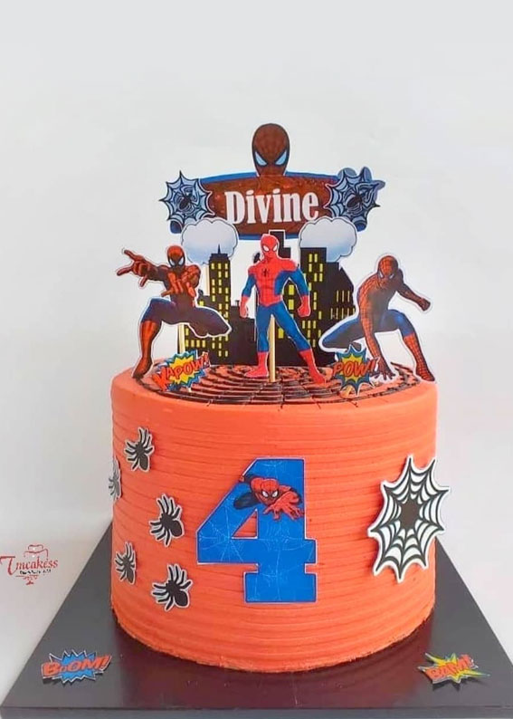 20+Spiderman Birthday Cake Ideas : Spiderman Orange Cake