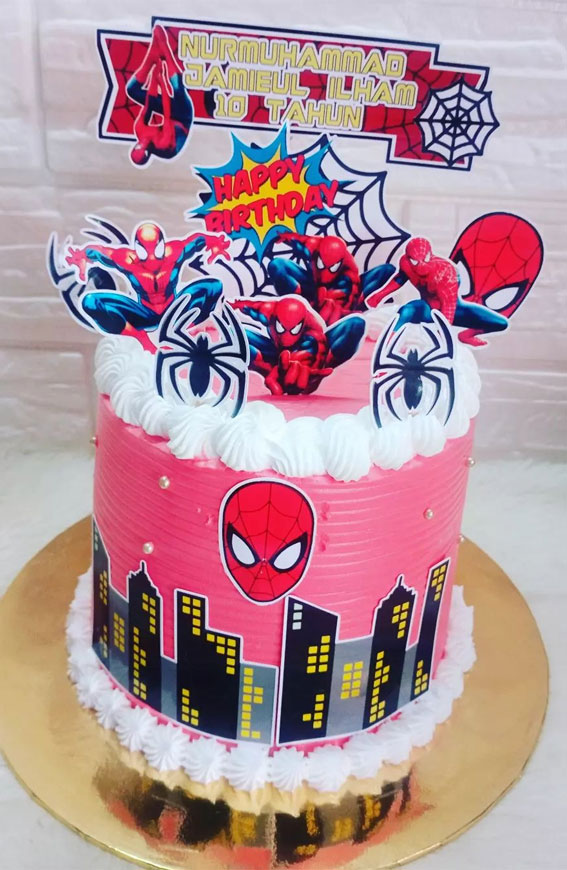 20+Spiderman Birthday Cake Ideas : Pink Spiderman Cake