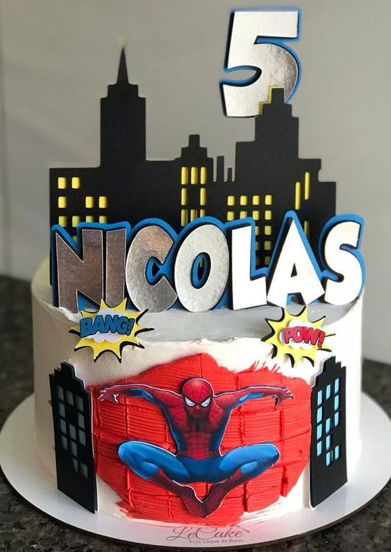 20+Spiderman Birthday Cake Ideas : White Cake